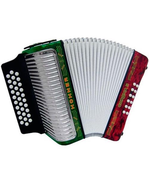 Acordeón Diatónico Hohner A5649 Corona II Fa-Sib-Mib - Tricolor con Funda