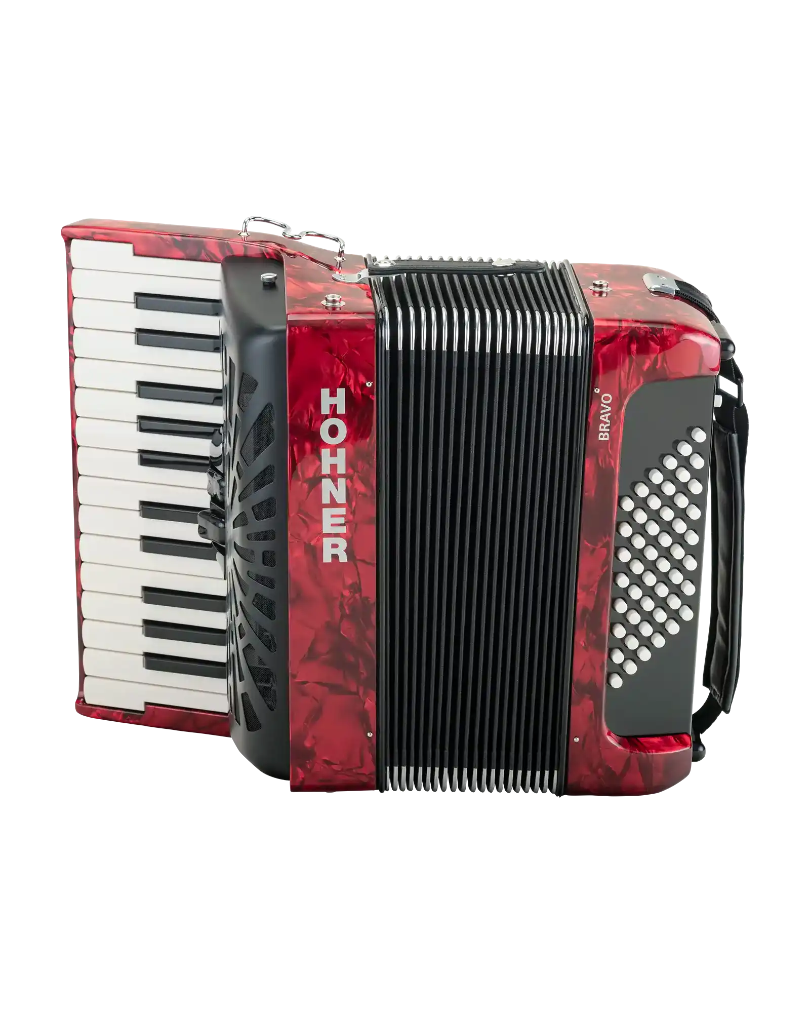 Acordeón Cromático Hohner A16532 Bravo II 48 Bajos - Rojo con Funda