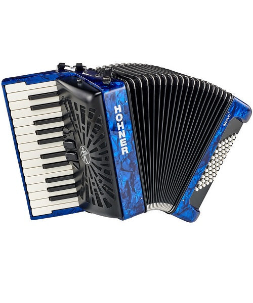 Hohner Acordeón Cromático Azul Con Funda A16542 Bravo II 48
