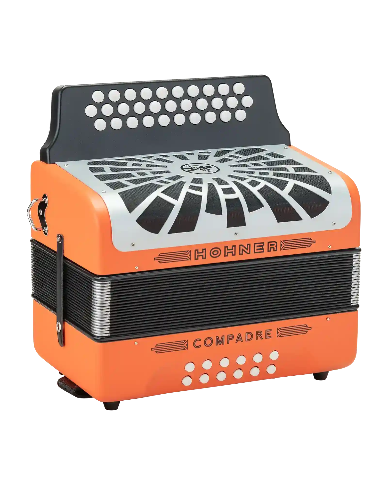 Acordeón Diatónico Hohner A48251 Compadre Sol-Do-Fa - Naranja con Funda
