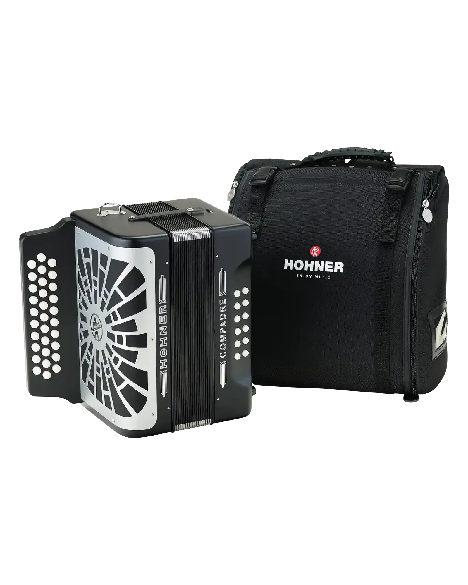 Acordeón Diatónico Hohner A48421 Compadre Fa-Sib-Mib - Negro con Funda