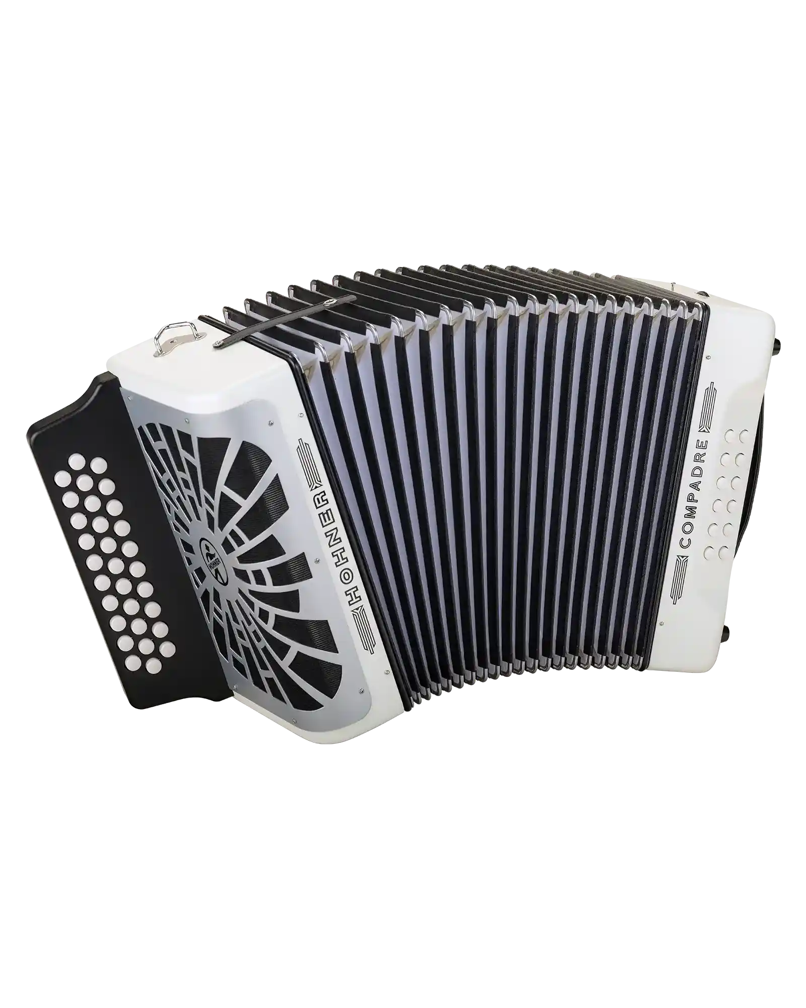 Acordeón Diatónico Hohner A48431 Compadre Fa-Sib-Mib - Blanco con Funda