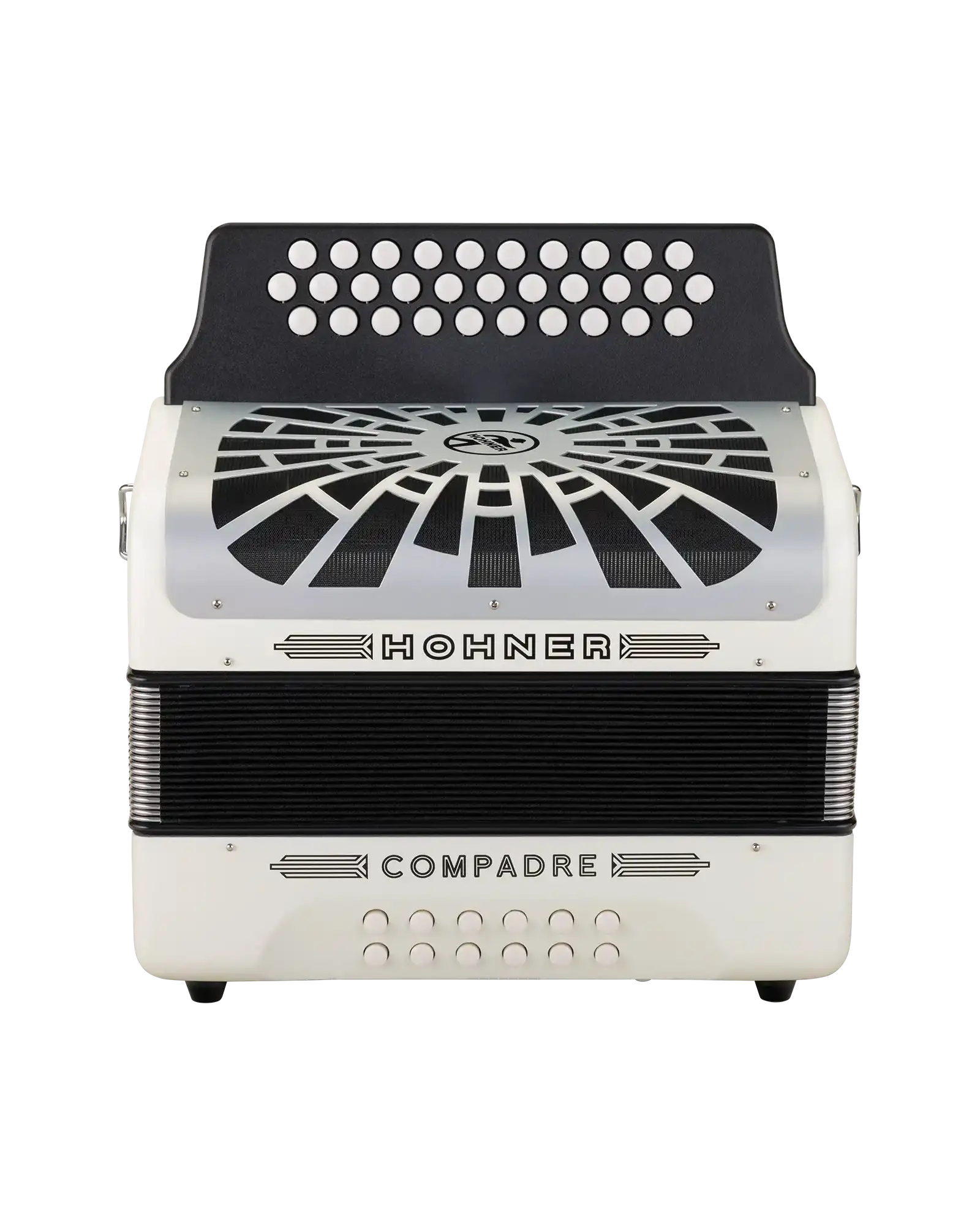 Acordeón Diatónico Hohner A48431 Compadre Fa-Sib-Mib - Blanco con Funda