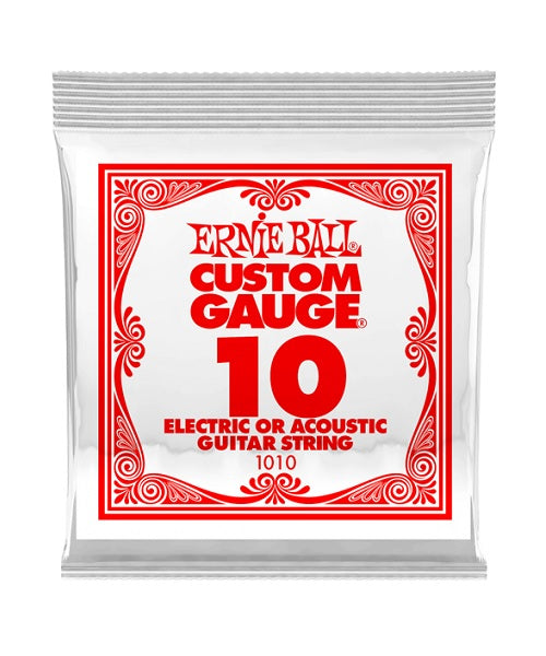 Cuerda Ernie Ball Custom Gauge 1010 de Acero para Guitarra Acústica y Eléctrica .010 (6 Pzas)