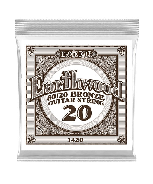 Ernie Ball Cuerda "Earthwood 80/20" 1420(6) para Guitarra Acústica, Calibre 0.020, Bronce