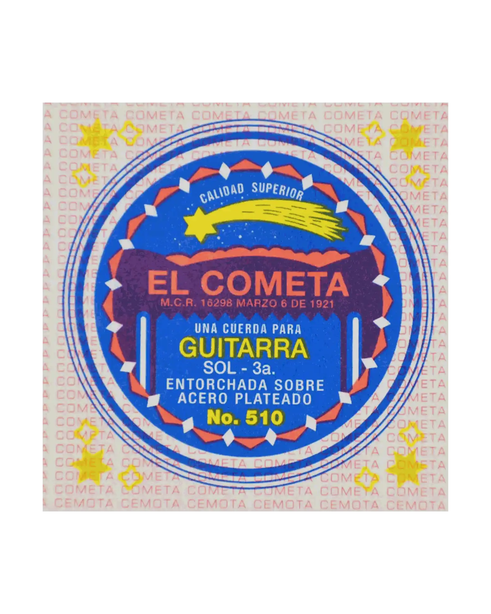Cuerda El Cometa COGS-510-6 para Guitarra Acústica, 3ra, Entorchado Cobre Plata con Borla, 6 piezas