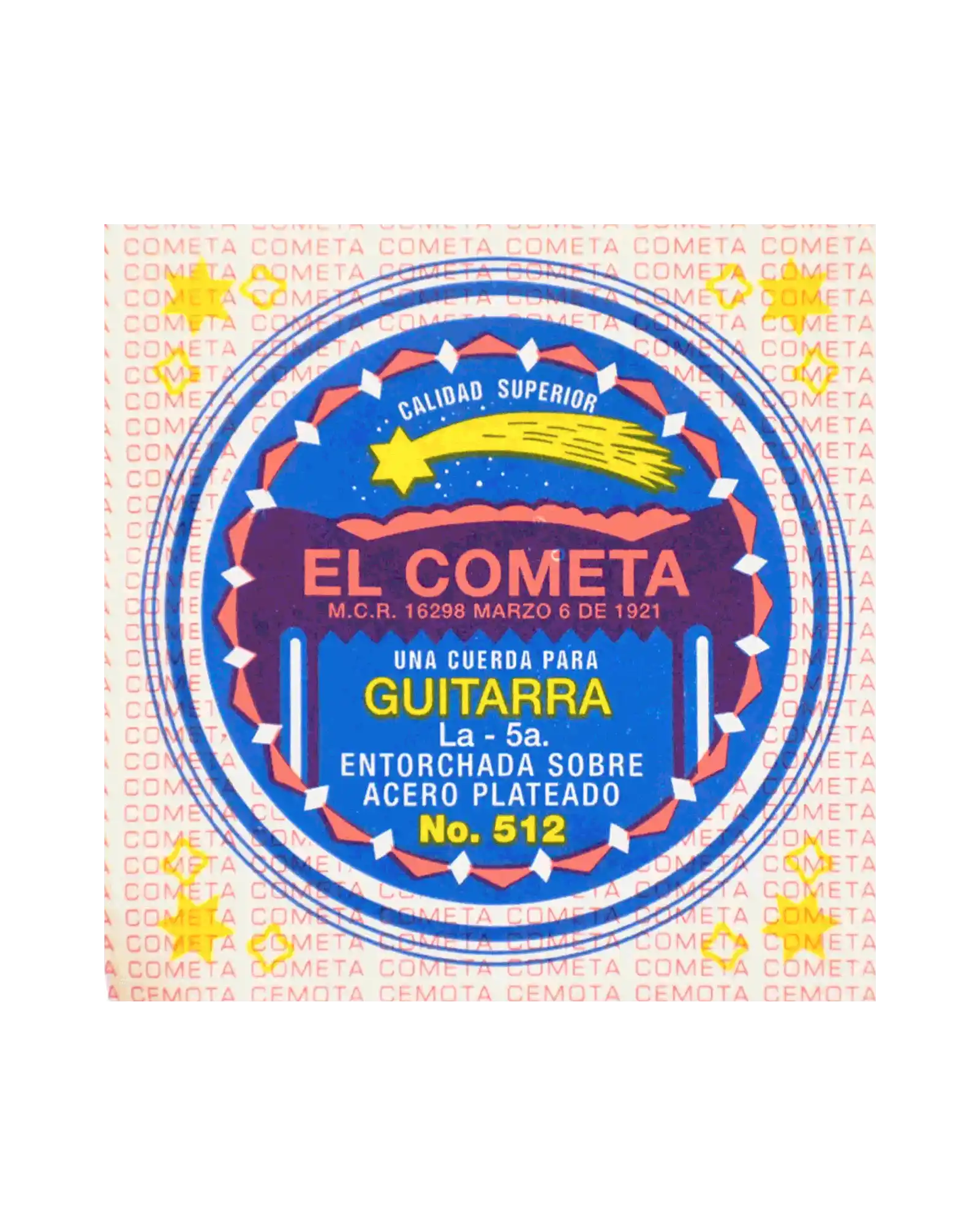 Cuerda El Cometa COGS-512-6 para Guitarra Acústica, 5a, Entorchado Cobre Plata con Borla, 6 piezas