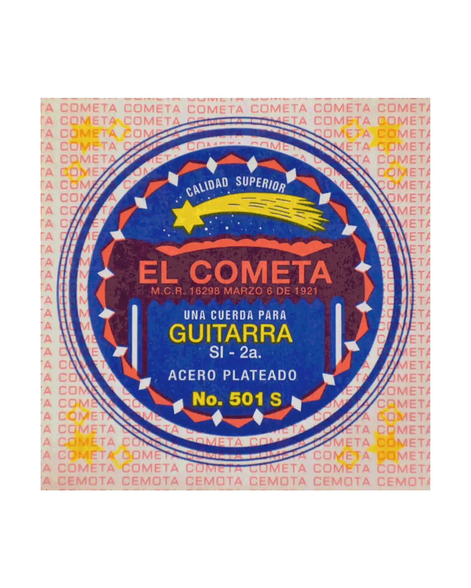 Cuerda El Cometa COGS-501S-6 para Guitarra Acústica, 2da, Acero Estañado Sin Borla, 6 piezas