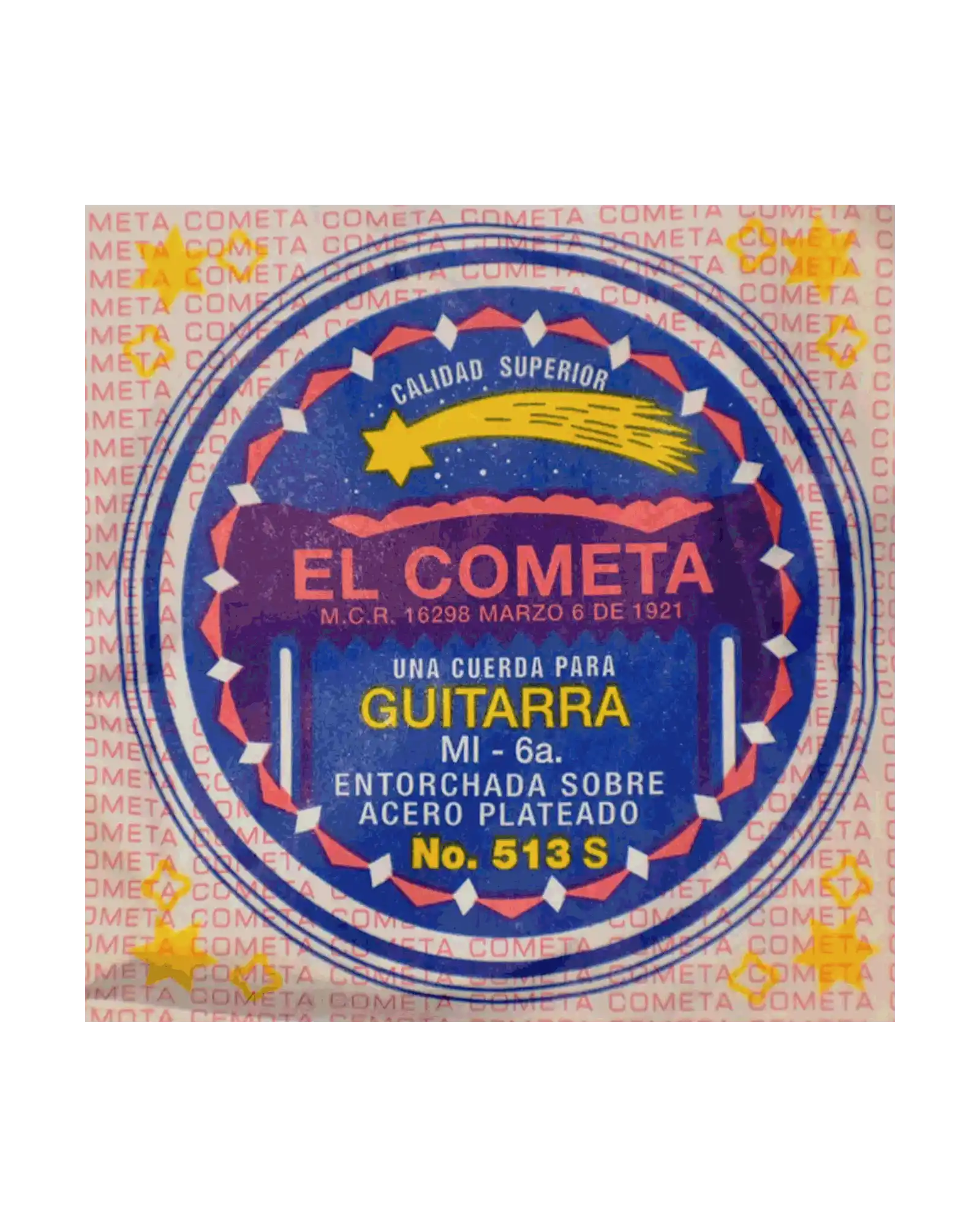 Cuerda El Cometa COGS-513S-6 para Guitarra Acústica, 6a, Entorchado Cobre Plata Sin Borla, 6 piezas