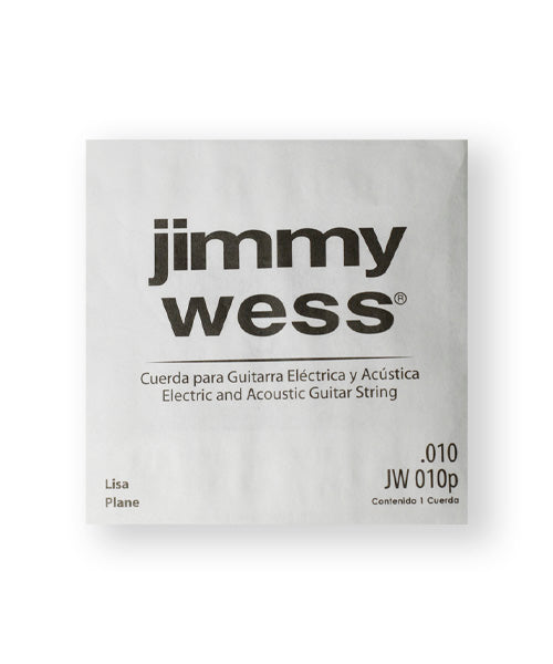 Cuerda Jimmy Wess JW-010P-6 Acero Estañado para Guitarra Acústica y Eléctrica .010 (6 pzas)
