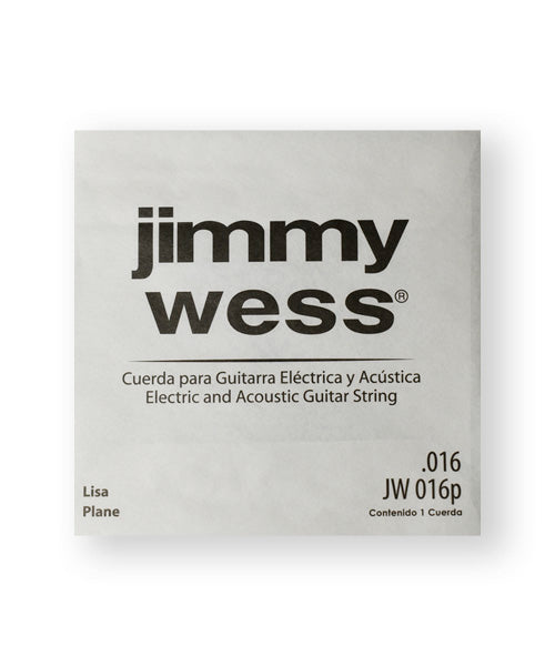 Cuerda Jimmy Wess JW-016P-6 Acero Estañado para Guitarra Acústica y Eléctrica .016 (6 pzas)