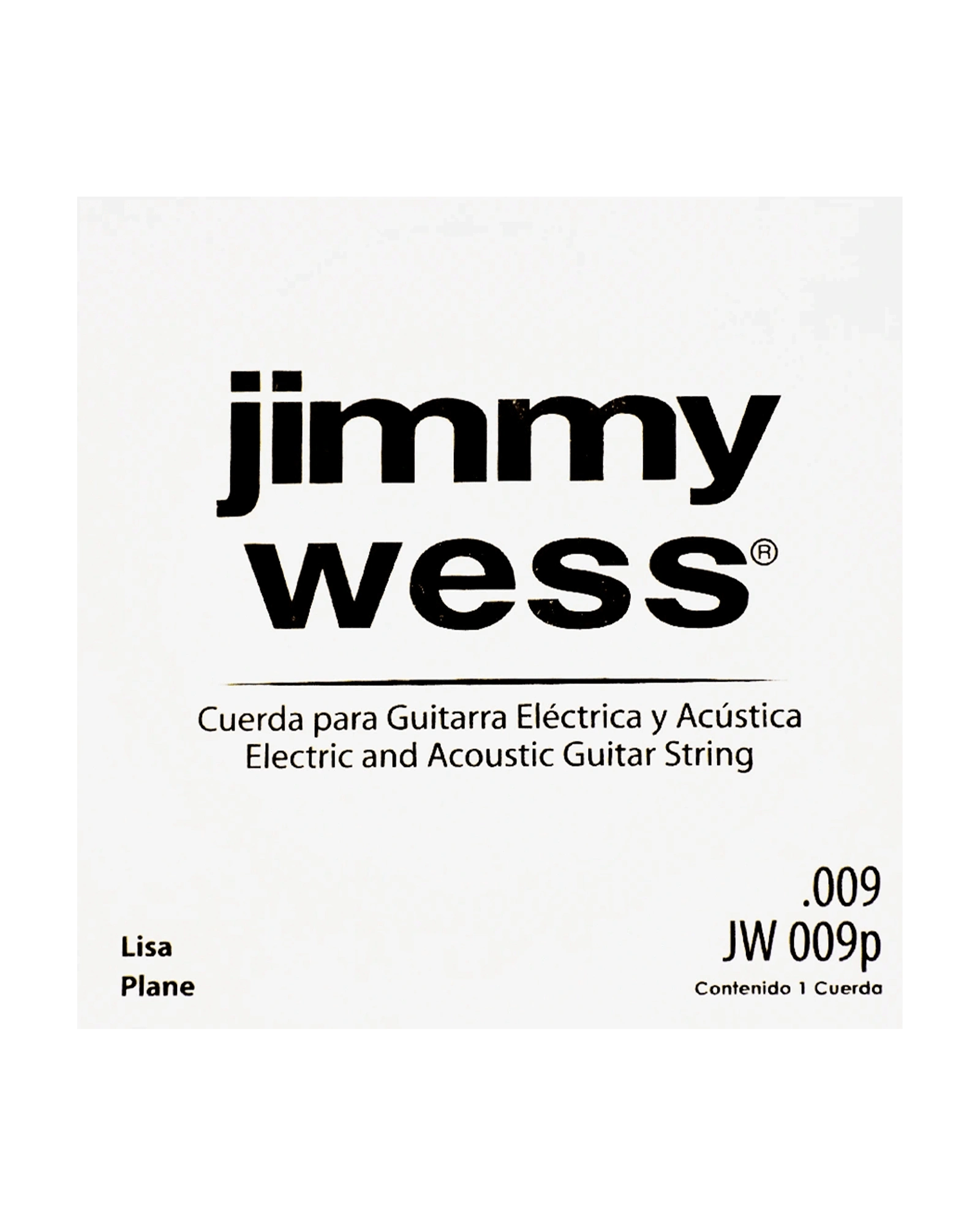 Cuerda Jimmy Wess JW-009P-6 Acero Estañado para Guitarra Acústica y Eléctrica .009 (6 pzas)