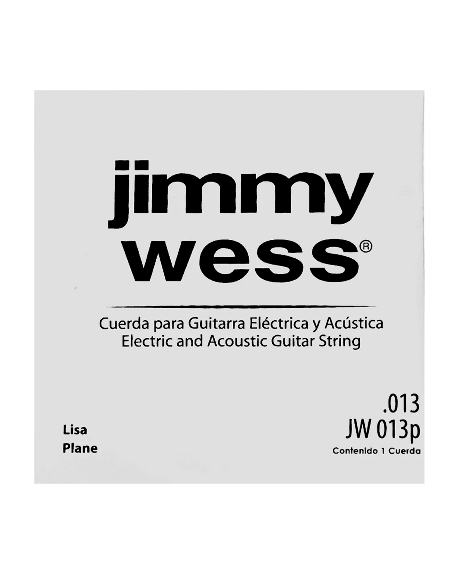 Cuerda Jimmy Wess JW-013P-6 Acero Estañado para Guitarra Acústica y Eléctrica .013 (6 pzas)