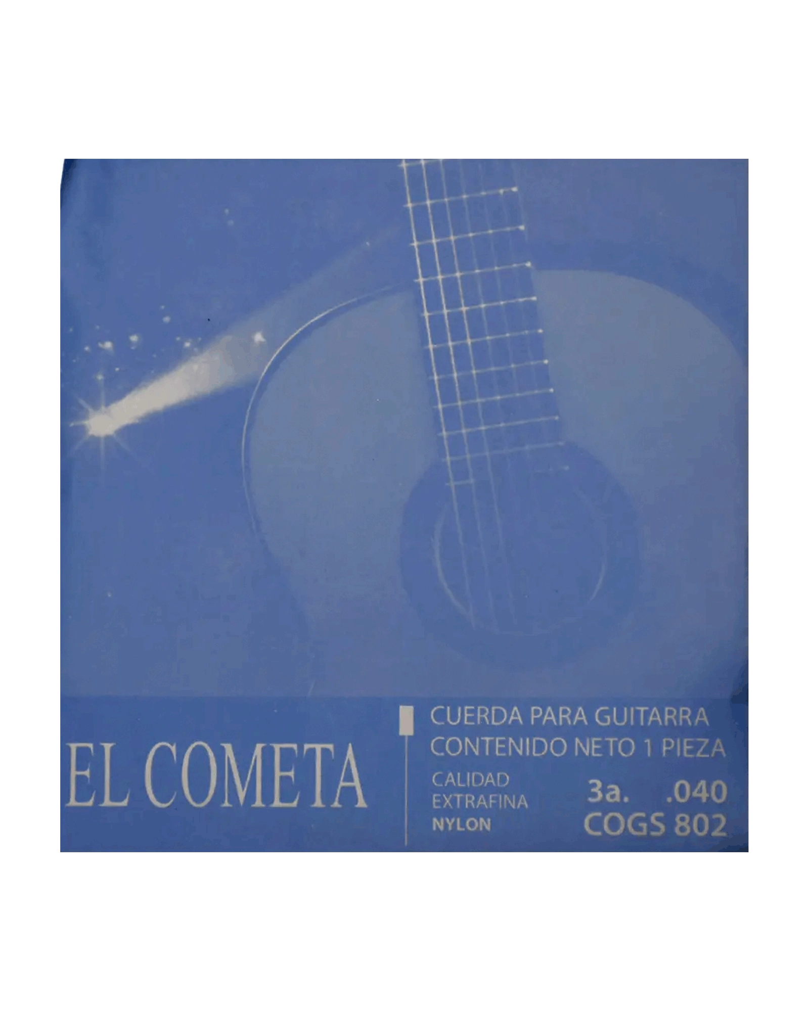 Cuerda El Cometa COGS-802-6 para Guitarra Clásica, 3A, Nylon Transparente con Borla, 6 piezas
