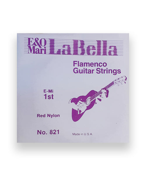 La Bella Cuerda "Flamenco" 821(12) para Guitarra Clásica, 1A, Nylon Rojo, 12 piezas