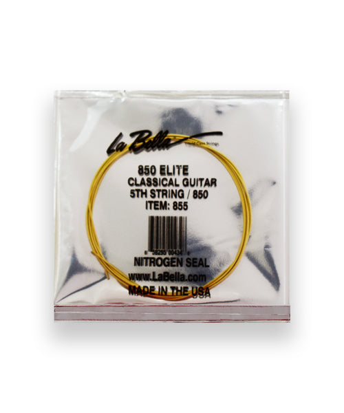 La Bella Cuerda "Golden" 855(12) para Guitarra Clásica, 5A, Entorchada Dorado