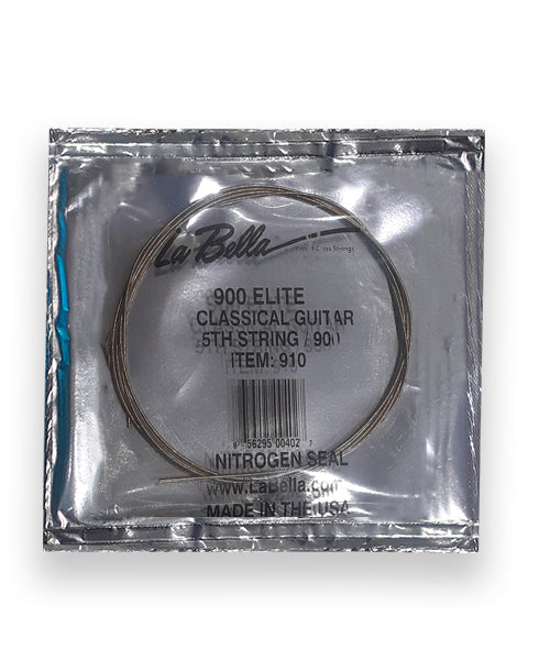 La Bella Cuerda "Golden" 910(12) para Guitarra Clásica, 5A, Entorchada Dorado