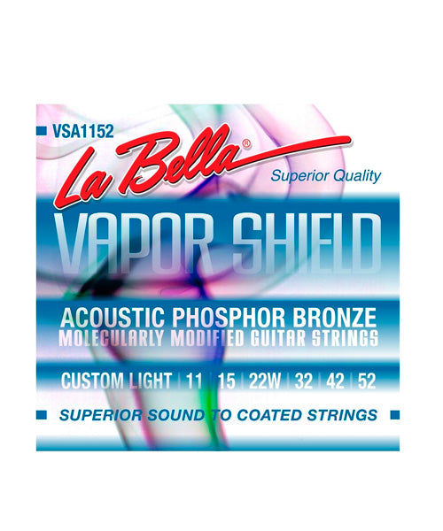 La Bella Encordadura Para Guitarra Acústica Bronce Fosforado 0.011-0.052 VSA1152 Vapor Shield