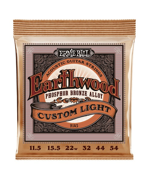 Encordadura Ernie Ball Earthwood Custom Light Bronce Fosforado 2145 para Guitarra Acústica 11.5-54