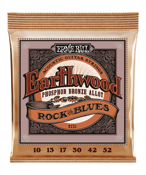 Encordadura Ernie Ball Earthwood Rock & Blues Bronce Fosforado 2151 para guitarra Acústica 10-52