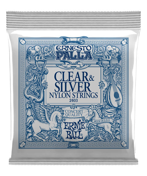 Encordadura Ernie Ball Clear & Silver Nylon 2403 para Guitarra Clásica Tensión Media
