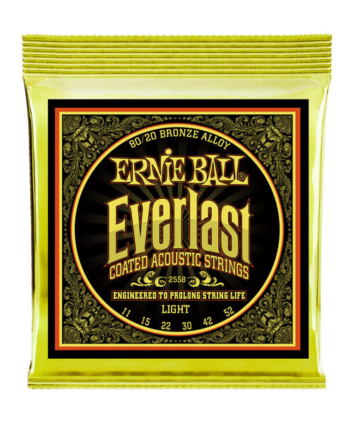 Encordadura Ernie Ball Everlast Light Coated Bronce 80/20 2558 para Guitarra Acústica 11-52