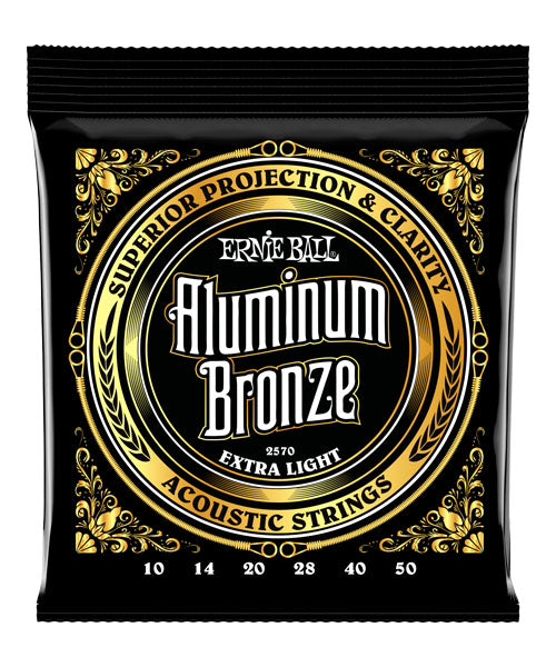 Encordadura Ernie Ball Extra Light Aluminum Bronce 2570 para Guitarra Acústica 10-50