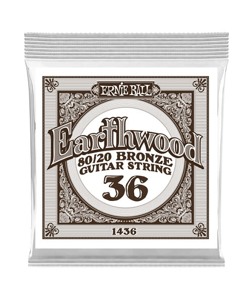 Ernie Ball Cuerda "Earthwood 80/20" 1436(6) para Guitarra Acústica, Calibre 0.036, Bronce