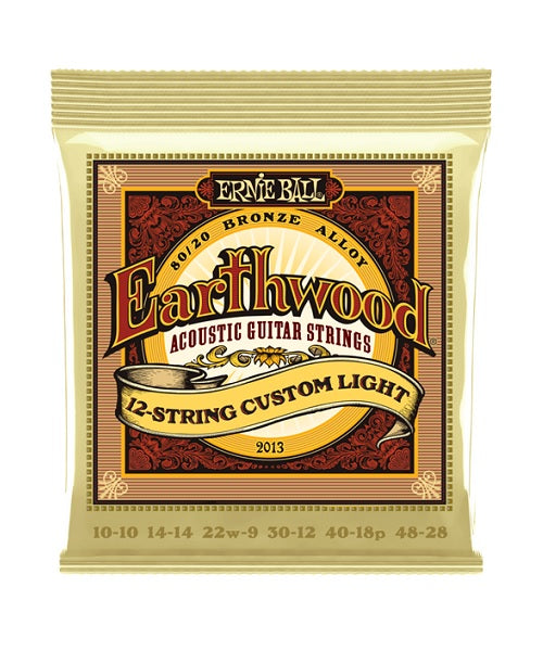 Encordadura Ernie Ball Earthwood Custom Light Bronce 80/20 2013 para Guitarra Acústica de 12 Cuerdas 10-48