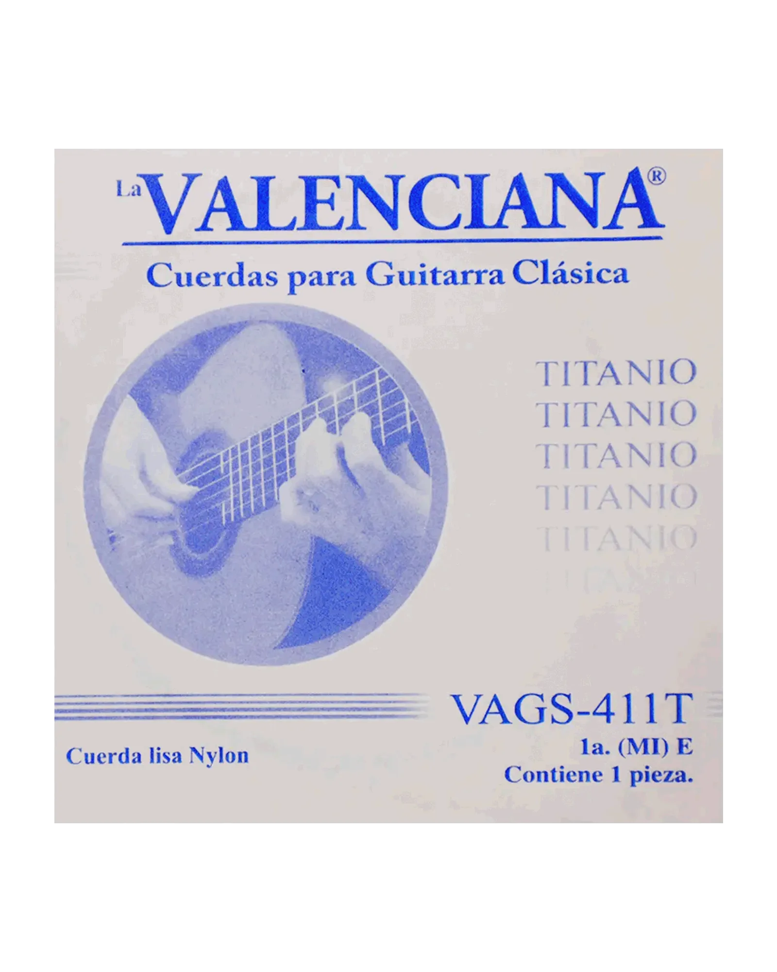 Cuerda La Valenciana VAGS-411T-6 para Guitarra Clásica, 1A, Nylon Titanio, 6 piezas