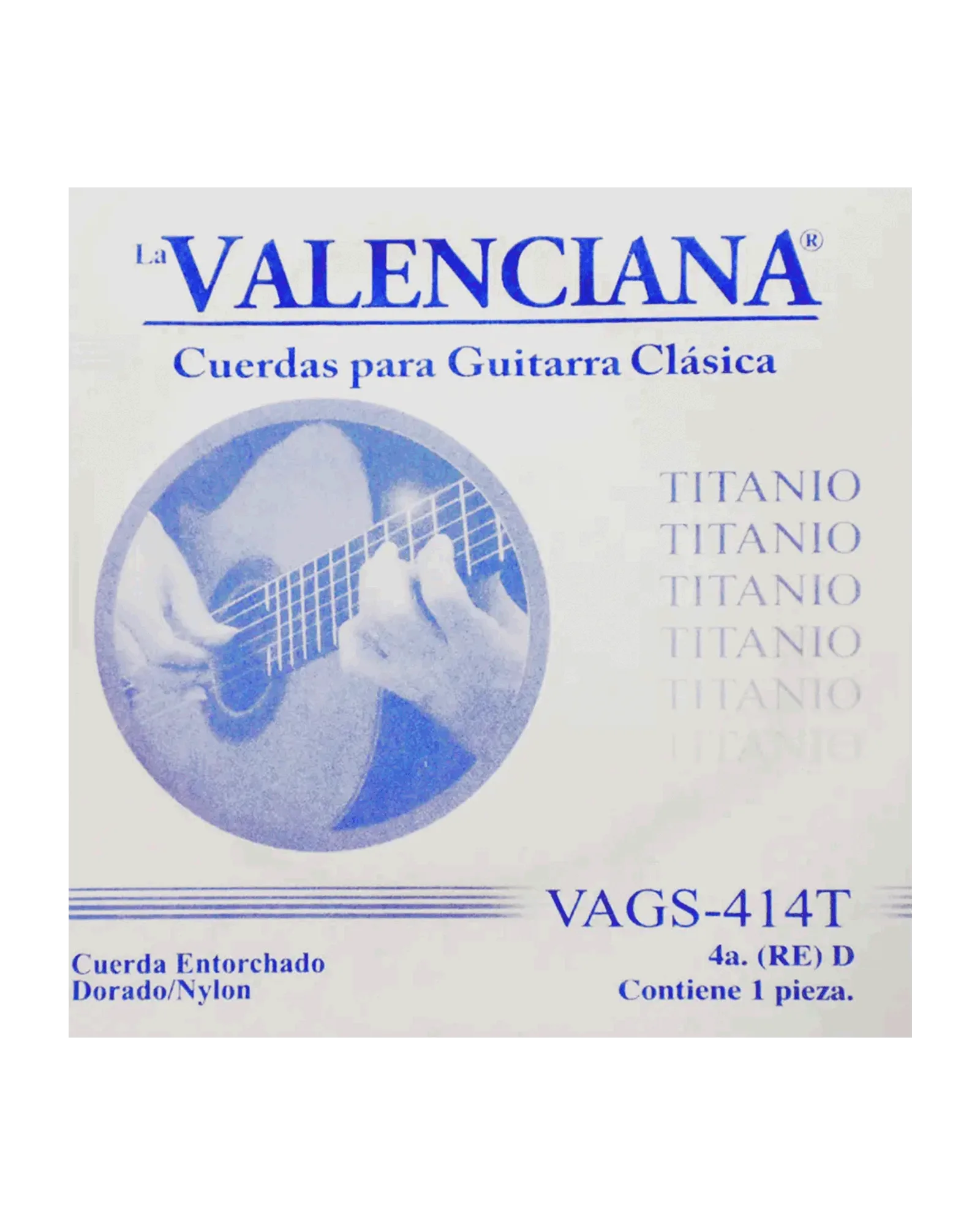 Cuerda La Valenciana VAGS-414T-6 para Guitarra Clásica, 4A, Entorchado Tumbaga Dorado, 6 piezas