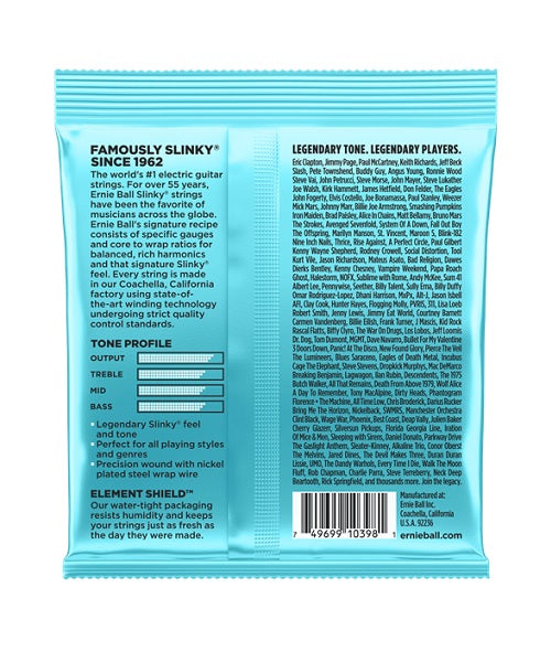 Ernie Ball Encordadura "Mighty Slinky" 2228, Guitarra Eléctrica, Nickel Wound 8.5-40