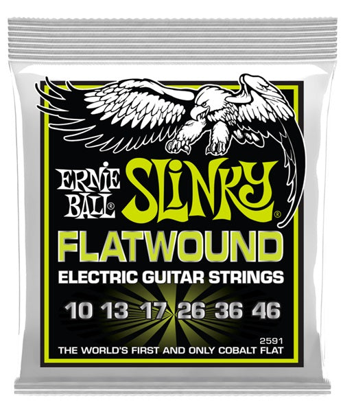 Encordadura Ernie Ball Regular Slinky Cobalt Flatwound 2591 para Guitarra Eléctrica 10-46