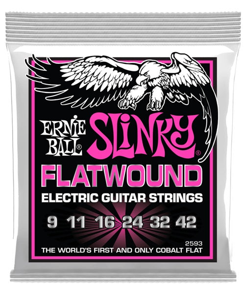 Encordadura Ernie Ball Super Slinky Flatwound 2593 para Guitarra Eléctrica 9-42
