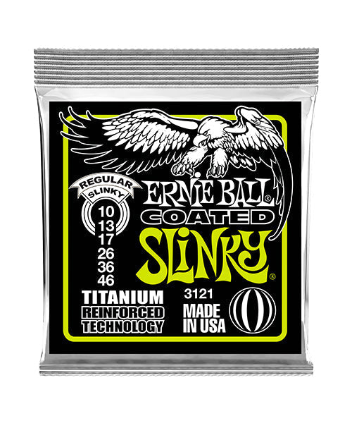 Encordadura Ernie Ball Regular Slinky RPS Coated Titanium 3121 para Guitarra Eléctrica 10-46