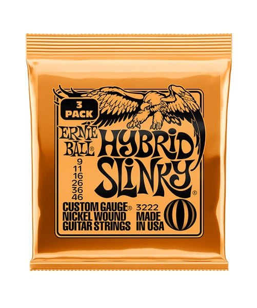 Encordaduras Ernie Ball Hybrid Slinky 3222 3 Pack para Guitarra Eléctrica 9-46