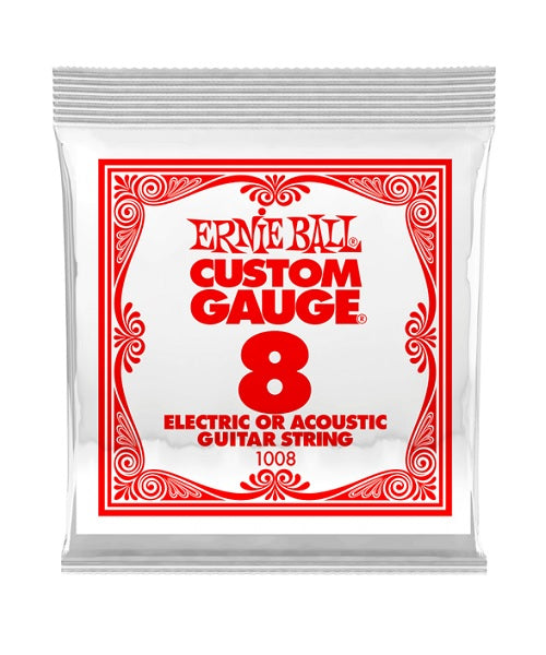 Cuerda Ernie Ball Custom Gauge 1008 de Acero para Guitarra Acústica y Eléctrica .008 (6 Pzas)