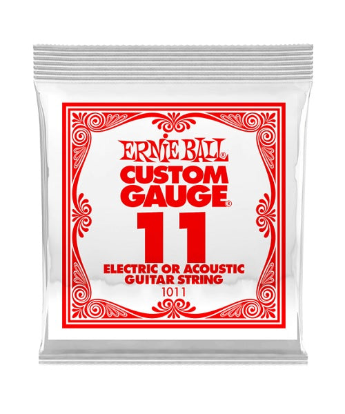 Cuerda Ernie Ball Custom Gauge 1011 de Acero para Guitarra Acústica y Eléctrica .011 (6 Pzas)