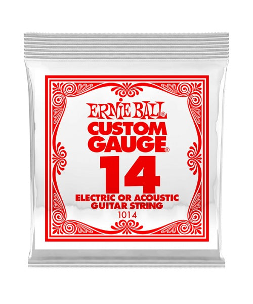 Cuerda Individual Ernie Ball Custom Gauge 1014 de Acero para Guitarra Acústica y Eléctrica .014 (6 pzas)