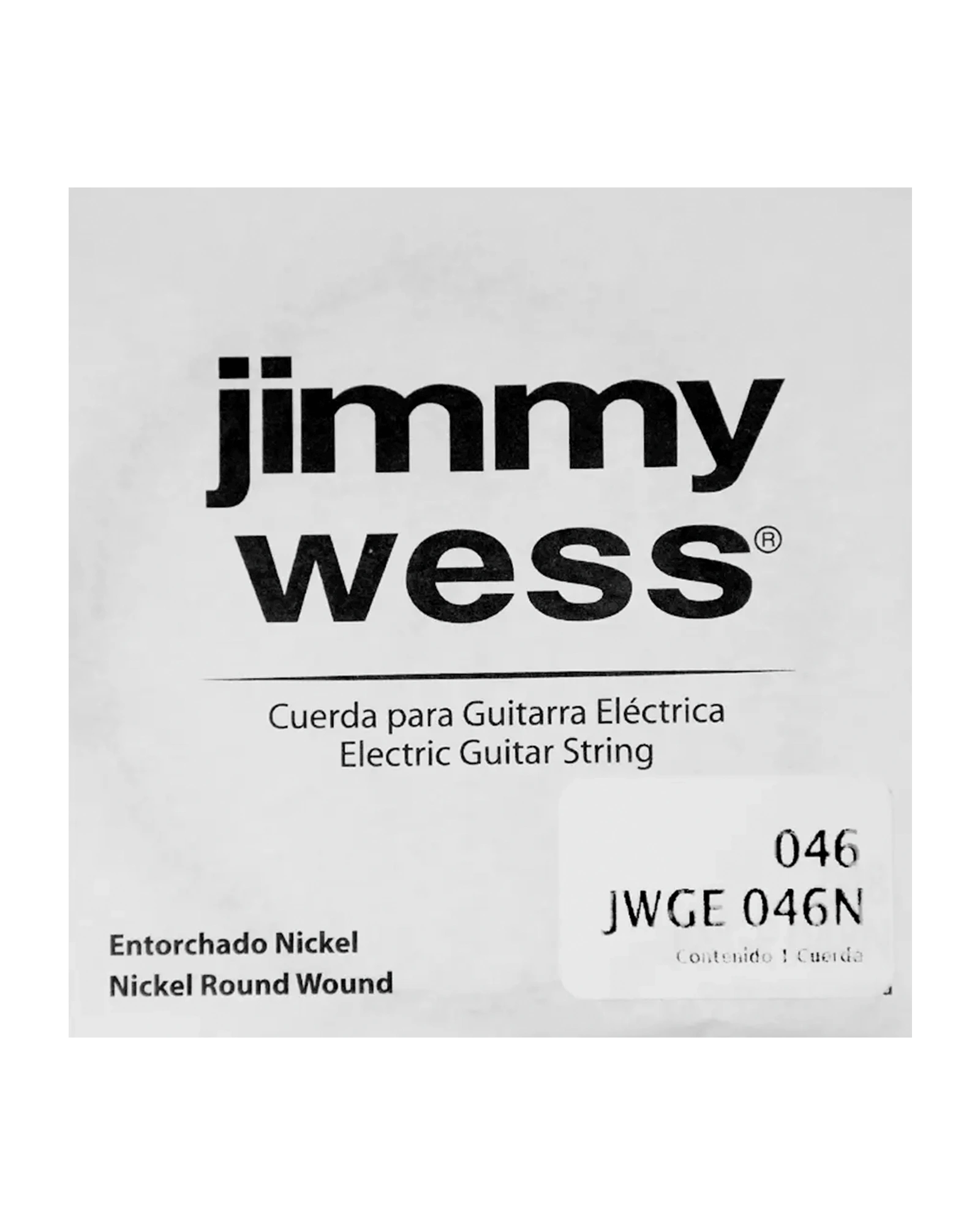 Cuerda Jimmy Wess Pro JWGE-046N-6 Entorchado Acero Niquelado para Guitarra Eléctrica 0.046 (6 pzas)
