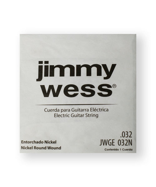 Cuerda Jimmy Wess Pro JWGE-032N-6 Entorchado Acero Niquelado para Guitarra Eléctrica Calibre 0.032 (6 pzas)
