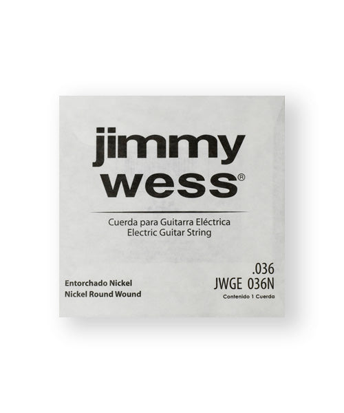 Cuerda Jimmy Wess Pro JWGE-036N-6 Entorchado Acero Niquelado para Guitarra Eléctrica 0.036 (6 pzas)