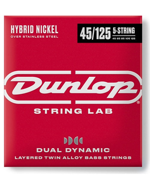 Encordadura Dunlop Dual Dynamic Layered Twin Alloy Hybrid DBHYN45125-CV para Bajo Eléctrico 5 Cuerdas 45–125