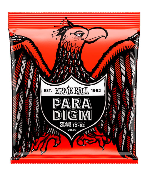 Encordadura Ernie Ball Paradigm Skinny Top Heavy Bottom 2030 para Guitarra Eléctrica de 7 Cuerdas 10-62