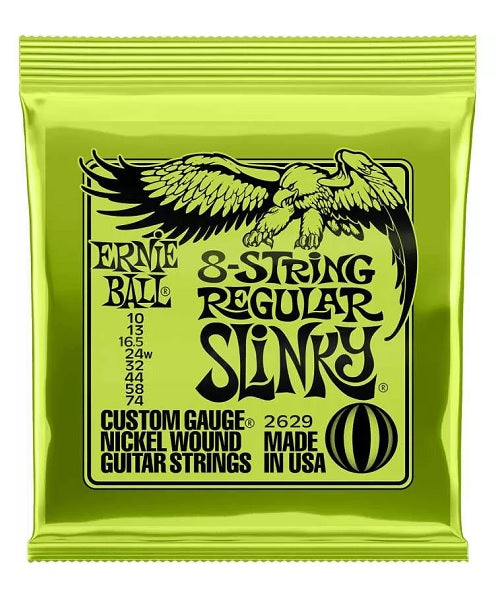 Encordadura Ernie Ball Regular Slinky 2629 para Guitarra Eléctrica de 8 Cuerdas 10-74