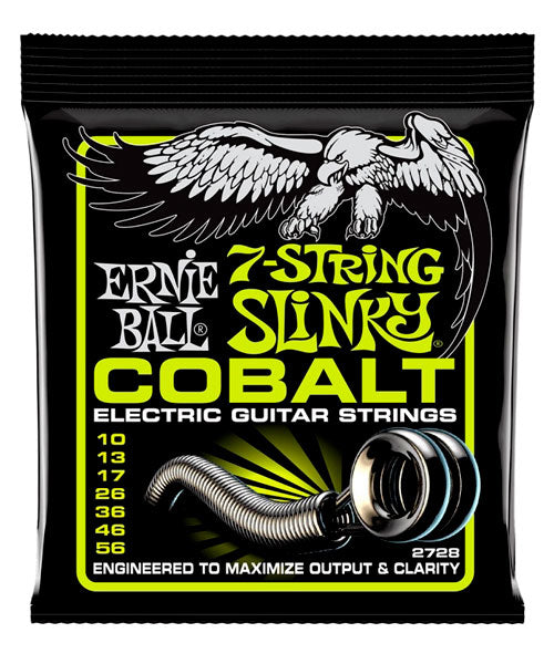 Encordadura Ernie Ball Regular Slinky Cobalt 2728 para Guitarra Eléctrica de 7 Cuerdas 10-56