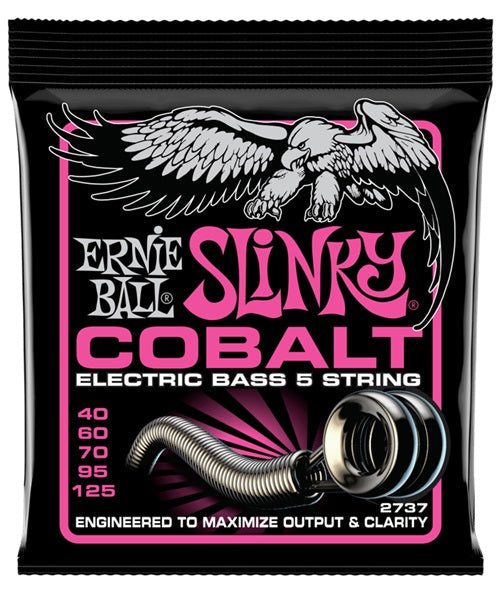 Encordadura Ernie Ball Super Slinky Cobalt 2737 para Bajo Eléctrico de 5 Cuerdas 40-125