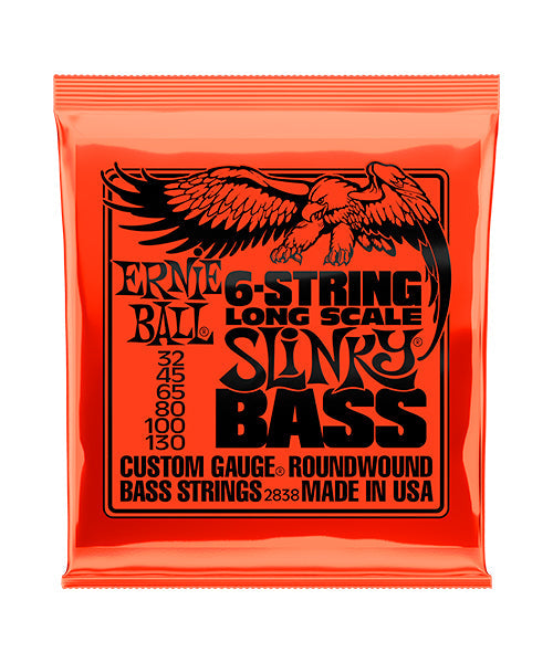 Ernie Ball Encordadura "Slinky Long Scale" 2838, Bajo Eléctrico 6 Cuerdas, Nickel Wound 32-130