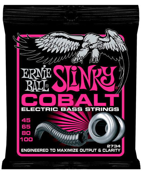 Encordadura Ernie Ball Super Slinky Cobalt 2734 para Bajo Eléctrico 45-100