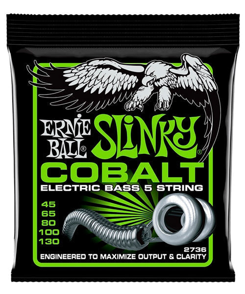 Encordadura Ernie Ball Slinky Cobalt 2736 para Bajo Eléctrico de 5 Cuerdas 45-130